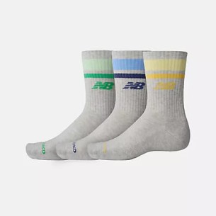 NEW BALANCE PAQUET DE 3 CHAUSSETTES À RAYURES QUOTIDIENNES POUR LE MILIEU DU MOLLET